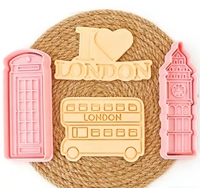 Emporte-pièces 3D Big Ben style dessin animé, tampons de gaufrage DIY style Londres pour biscuits et argile