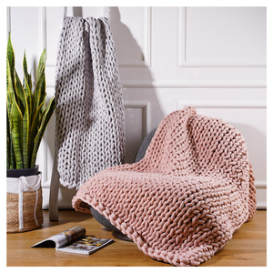 Home Decor Giant Yarn Bohemian <strong>Throw</strong> Hand <strong>Cable</strong> Crochet Chunky <strong>Knitted</strong> Braided Sensory Autism Weighted Blanket for Winter - Product Image 1