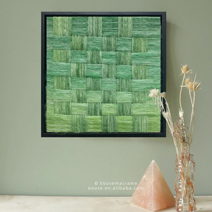 Moderne dégradé vert abstrait géométrique <span class=keywords><strong>macramé</strong></span> artisanat coton tricot peinture tissage décor à la maison tenture murale EH2503008 - Product Image 4