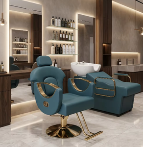 Conjunto de Muebles de Salón de Belleza 2026 de Gran Venta con Espejo, Silla de Barbero, Carrito Auxiliar y Lavacabezas - Product Image 1