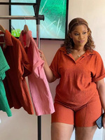 Ensemble Décontracté d'Été 2 Pièces Haut et Short Couleur Unie Vente en Gros Vêtements Femme