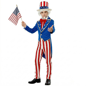 ชุดเครื่องแต่งกายสำหรับเด็กปู่แซมแนวรักชาติ, ชุดการแสดงบนเวทีวันประกาศอิสรภาพธงชาติสหรัฐอเมริกาสำหรับเด็กชายและเด็กหญิง, วันชาติอเมริกา - Product Image 6