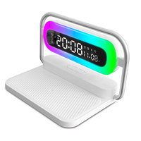 Lampu malam LED RGB multifungsi, Model baru pengisi daya nirkabel dengan Speaker Bluetooth jam Alarm