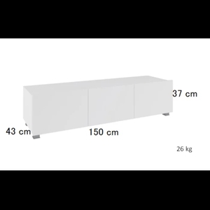 <span class=keywords><strong>DECOHOME</strong></span> Mueble de Salón y Dormitorio Extensible de Seis Piezas con Panel de Madera Moderno, Mueble de TV Blanco de Pared con Acabado Brillante - Product Image 4