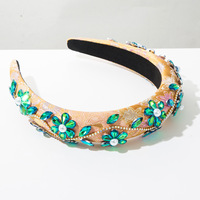 Nouveau serre-tête baroque à large bord, vente en gros, accessoires de mode pour cheveux, magnifique serre-tête fleuri coloré entièrement orné de diamants, bandeau perlé