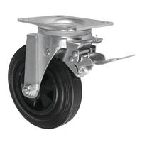 Roue pivotante de haute qualité OEM ODM avec frein, capacité de charge lourde de 200 kg, roulement à billes, pneu en caoutchouc noir de 8 pouces (200 mm)