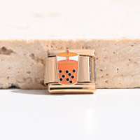 Vente flash : Charmes italiens en vrac, sans ternissement, en acier inoxydable, imprimé léopard, plaqué or 18 carats, bracelet à breloques italien