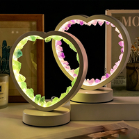 Lampe de chevet en améthyste naturelle brute en forme de cœur, tricolore, avec veilleuse, ornement, branchement USB, pour l'ambiance de la chambre à coucher