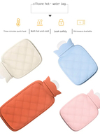 Bouillotte en silicone réutilisable Refine Factory, chauffe-mains portable avec housse tricotée, sac à eau anti-fuite pour usage quotidien