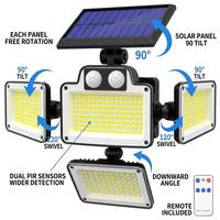 Lampe solaire de sécurité à 6 LED IP65, 270° ultra grand angle, double capteur PIR, panneaux réglables, inclinaison du panneau solaire