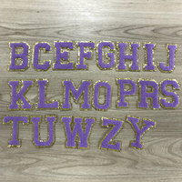 Patch en chenille violet brodé découpé au laser, petite taille, avec lettres, pour uniforme