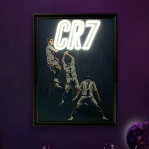 Cadre photo LED CR7, néon, décoration murale intérieure suspendue, peinture lumineuse suspendue, alimentation USB, lumière ambiante PVC à intensité variable 5V - Product Image 1