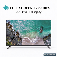 TV LED LCD Android Pintar 85 Inci Tanpa Bingkai, Layar Penuh 4K UHD, Kontrol Suara, dengan Stand Meja