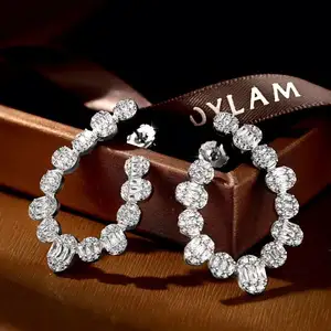 Dylam Statement Trendy S925 Designer personalizzato di lusso in argento 2022 orecchini a forma di U in rilievo aaaaaCZ Baguette