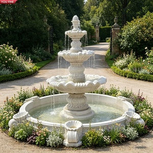YOUFINE <span class=keywords><strong>Fontaine</strong></span> à trois niveaux en marbre blanc sculpté à la main, style classique, <span class=keywords><strong>pour</strong></span> allée de villa - Product Image 2