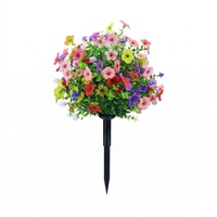 Set Bunga Mawar Peony Dekoratif Cina, Bunga Dahlia, Bunga Mawar Buatan dengan Tiang Tanam Terintegrasi