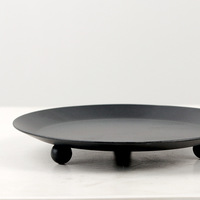 Ventes chaudes OEM Décoration de table de mariage à domicile Noir mat Simple Petit Mini Nordique Porte-bougie en métal fer Plateau Support