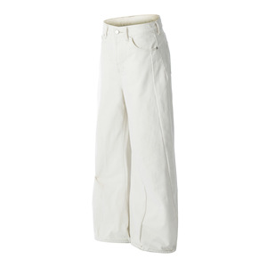 Vaqueros de <span class=keywords><strong>hombre</strong></span> de mezclilla lavada a la piedra, corte tridimensional, color <span class=keywords><strong>blanco</strong></span> puro, estilo urbano, rectos y holgados, para otoño y verano. - Product Image 2