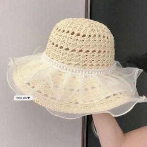 Lace Colorful Straw Hat Summer Large Brim Fisherman Hat Foldable Seaside <b>Sunscreen</b> Hat - Product Image 3