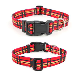Plaid Pattern Polyester <b>Dog</b> <b>Collar</b> Adjustable Buckle Closure All Seasons Classic Style for <b>Dogs</b> - Product Image 1