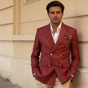 Traje de Negocios Personalizado de Alta Gama, Color Vino Tinto, Cruzado, Antiestático y Que No Se Encoge, 100% Lana, Estilo Inglés - Product Image 2