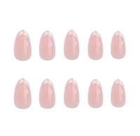 Kit de vernis à ongles en gel satiné blanc nacré français avec colle, ongles acryliques flexibles de haute qualité, minimalistes, à presser