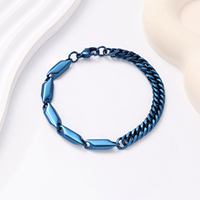 Bracelet chaîne cubaine en acier inoxydable pour homme, 7 mm, 21 cm, plaqué or 18 carats, poli, vente en gros