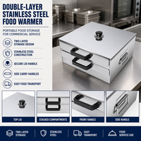 Plateau commercial couvert pratique avec couvercle, poignée et deux poignées de traction frontales pour la préparation culinaire en restaurant