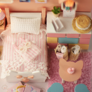 ชุดบ้านตุ๊กตาไม้ทำมือขนาดเล็กสีชมพู Meow Meow <span class=keywords><strong>Mia</strong></span> สำหรับเด็ก - Product Image 6