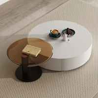 Ensemble de tables basses chic et luxueuses, style crème, noir et blanc, rond, champignon, petit espace, minimaliste, moderne, élégant, salon, usage domestique