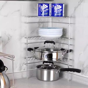 SUS304 Stainless Steel Kitchen Corner <strong>Plate</strong> <strong>Rack</strong> for Kitchen <strong>Cupboard</strong> Pan Storage Shelf Organiser <strong>Rack</strong> - Product Image 2