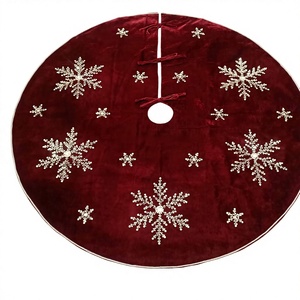 <b>Winter</b> Velvet Snowflake Tree Skirt Handmade Festive Christmas <b>Decoration</b> Holiday Tree Base Cover - Product Image 1