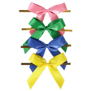 Custom 196 Colors Wholesale Packaging Gift Small Ribbon Bow Pre Made Ribbon Bow