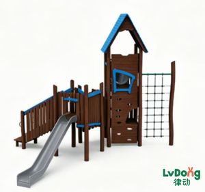 Série de jeux d'extérieur en bois massif pour maternelles et parcs communautaires, équipement de terrain de jeu en bois écologique et durable - Product Image 4