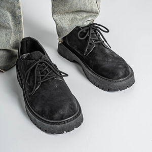 2026 New Men's Casual Leather Shoes Low Top Wear-resistant Leather Upper Four Seasons Work Shoes Thick Sole Shoes - Product Image 4