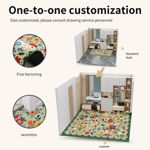 Alfombra floral rectangular de poliéster antideslizante para la entrada del hogar, sala de estar - Product Image 2