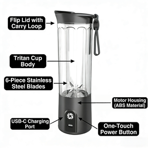 เครื่องปั่นแบบพกพา 550 มล. ชาร์จผ่าน USB ไร้สาย เครื่องปั่นขนาดเล็ก เครื่องใช้ไฟฟ้าในครัว เครื่องทำอาหารเด็ก เครื่องทำสมูทตี้ - Product Image 2