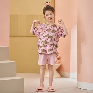 2025 yeni varış kısa kollu pamuk çocuk pijamaları sevimli karikatür baskı yaz hafif pijama ev giyim çocuk - Product Image 4