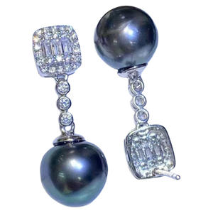 DIY 22585 Accessoires de bijouterie en argent S925 pour boucles d'oreilles avec perles rondes de 9-13mm, support vide pour boucles d'oreilles, accessoire de mode pour perles - Product Image 5