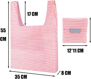 Custom Eco-Friendly Recycled Polyester Foldable Grocery Tote <b>Bag</b> Reusable Polyester <b>Folding</b> Shopping <b>Bag</b> - Product Image 3