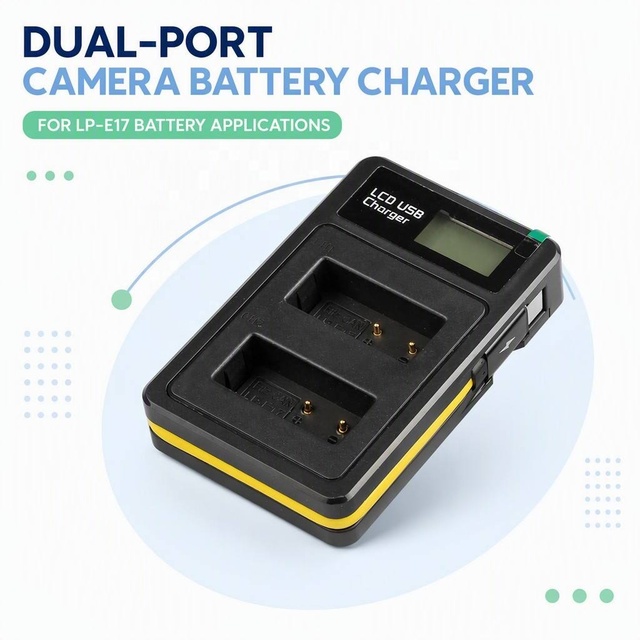 LCD Dual Camera Battery Charger for LP-E17, Smart USB Fast Charging Station for Wholesale, 15-Year Factory Customization