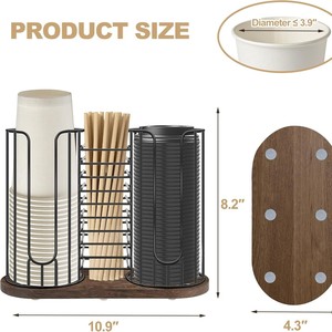 Disposable Paper Cup Holder Wrought Iron Storage Rack Desktop Organizer Multipurpose Standing Type Rectangle Shape - Product Image 2