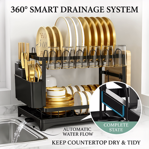 Nouveau Égouttoir à Vaisselle de Cuisine 2 Niveaux avec Supports de Rangement <span class=keywords><strong>pour</strong></span> Cuillères et Couteaux et Bac de Récupération, <span class=keywords><strong>pour</strong></span> Évier de Comptoir - Vente Chaude - Product Image 6