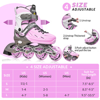 Patins à roulettes quad à 4 roues réglables avec roues en PU durables, roulements ABEC-7, cadre en alliage d'aluminium - Utilisation en extérieur