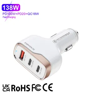 PD48 60W 83W 138W Car Charging Accessory 2Usb 2Typc C Port Car Charger Adapter Cell Phone Mobile Phones Fast Charger For Car