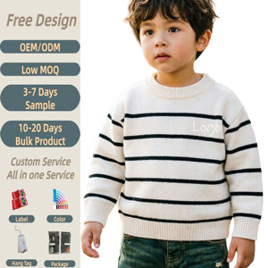 <span class=keywords><strong>Pull</strong></span> rayé décontracté pour garçon, style cool, <span class=keywords><strong>col</strong></span> <span class=keywords><strong>roulé</strong></span>, manches longues, anti-boulochage, doux, personnalisable - Product Image 1