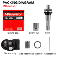 4 capteurs TPMS universels programmables Autel MX-Sensor 315 MHz + 433 MHz 2 en 1 en métal et caoutchouc