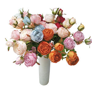 Vente en gros d'usine, plante artificielle, fleur artificielle, rose à trois branches, décoration de mariage, décoration de salon - Product Image 5