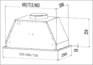 Construit en acier inoxydable 60cm cuisinière <span class=keywords><strong>hotte</strong></span> famille appartement hôtel île ouverte cuisine extracteur plafond dissimulé cheminée - Product Image 6