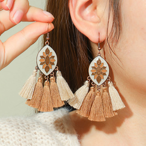 Pendientes de borla bohemios de hilo de algodón encerado con baño de bronce antiguo para mujer, joyería de fiesta 2024 - Product Image 4